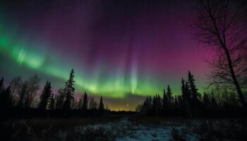 maestoso montagna illuminato di aurora Multi colori generato di ai foto