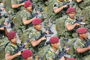 Kuala grumo, Malaysia- agosto 27, 2017 indipendente quadrato. pieno vestito prova per il malese indipendenza giorno celebrazione parata tenuto su agosto 31 ogni anno. foto