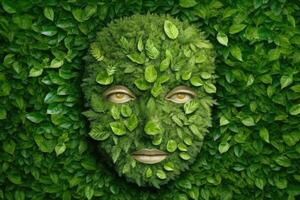 astratto ambiente conservazione le foglie arte stile di verde natura e eco amichevole concetto idea. impianti con le foglie formatura cervello, generativo ai illustrazione foto