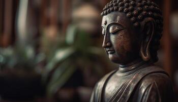 sereno Budda statua simboleggia antico Cinese spiritualità generato di ai foto