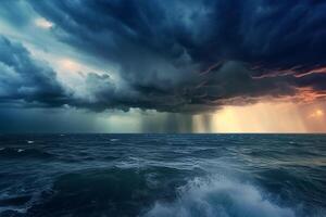 un' tempesta al di sopra di il oceano ai generativo foto