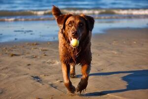 cane nel vero vita, contento momento con animale domestico ai generativo foto