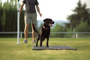 cane nel vero vita, contento momento con animale domestico ai generativo foto