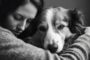 cane nel vero vita, contento momento con animale domestico ai generativo foto