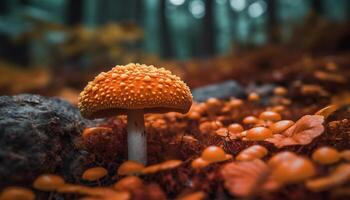 velenoso fungo velenoso macchiato nel autunno foresta crescita generato di ai foto