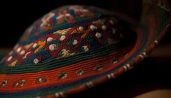 intrecciata lana berretto, tradizionale inca modello souvenir generato di ai foto