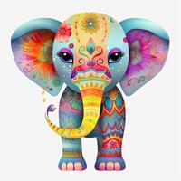 carino elefante bambino cartone animato fascio design. carino elefante bambino cartone animato illustrazione su un' bianca sfondo. colorato elefante seduta impostato design per bambini colorazione pagine. ai generato. foto