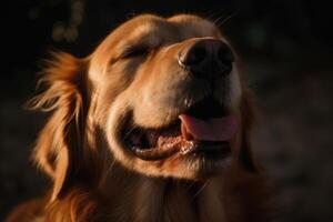 cocker spaniel cucciolo con il lingua fuori. avvicinamento ritratto ai generato foto