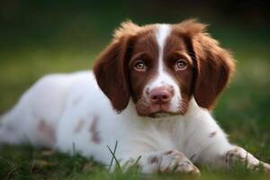 ritratto di un' carino gallese springer spaniel cucciolo all'aperto ai generato foto