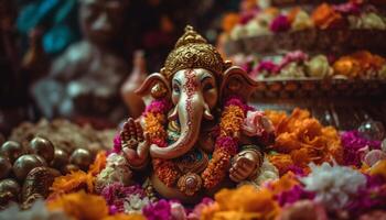 indù elefante statua simboleggia spiritualità e prosperità nel indiano cultura generato di ai foto