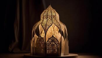 Ramadan decorazione ornato lanterne illuminare spiritualità nel Arabo stile generato di ai foto