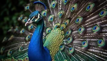 bellezza pavone esotico uccello animale generato di ai generativo ai foto