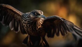 maestoso uccello di preda perching su ramo generato di ai foto