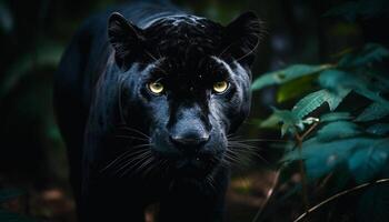 nero felino fissando, bellezza nel natura ritratto generato di ai foto