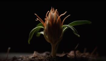 luminosa rosa Fiore di campo fiori nel buio foresta generato di ai foto