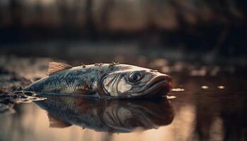 salutare buongustaio pasto d'acqua dolce carpa presa, Perfetto per salutare mangiare generato di ai foto