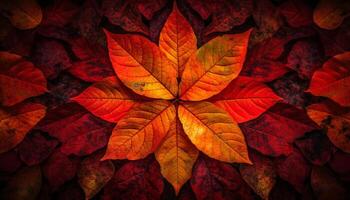 vivace autunno fogliame, Multi colorato foglie, strutturato fondale di natura bellezza generato di ai foto
