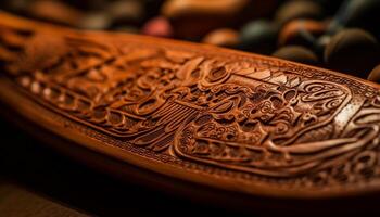 ornato rame Dio design su antico Turco ceramica souvenir generato di ai foto