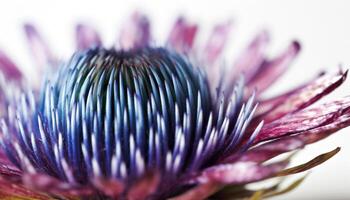 acuto viola petalo, estremo vicino su di singolo fiore nel natura generato di ai foto