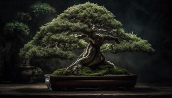 verde pianta crescita decora vecchio albero tronco nel natura paesaggio generato di ai foto