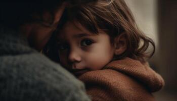 famiglia bonding all'aperto, Abbracciare una persona natura bellezza con amore e gioia generato di ai foto