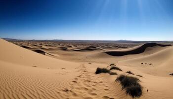 tranquillo scena di maestoso sabbia dune nel arido Africa generato di ai foto