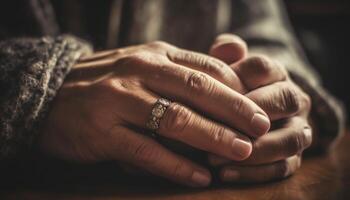 affettuoso coppia Tenere mani, bonding nel amore e solidarieta generato di ai foto