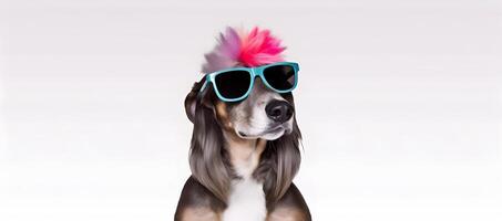 alla moda afgano cane da caccia cane indossare occhiali da sole nel Fata kei stile. ai generato foto