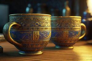 coffe tazze faraonico modello design illustrazione generativo ai foto