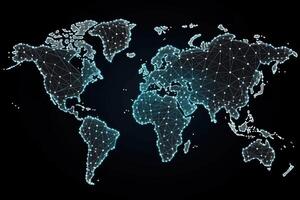 digitale mondo carta geografica con punto connessioni. globale comunicazione. generativo ai foto