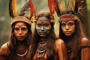 ritratto di indigeno tribù donna. nativo americano le persone. generativo ai foto