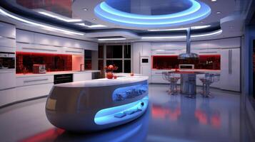moderno futuristico cucina interno. generativo ai foto