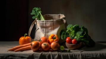 Borsa con verdure. illustrazione ai generativo foto