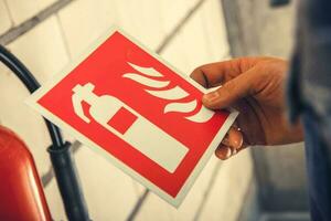 fuoco estintore sicurezza attrezzatura etichetta foto