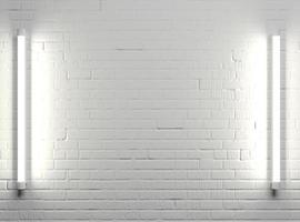 sfondo bianco muro di mattoni vecchi con lampade foto