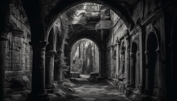 medievale Gotico abbazia rovine svelare antico spiritualità e architettonico storia generato di ai foto