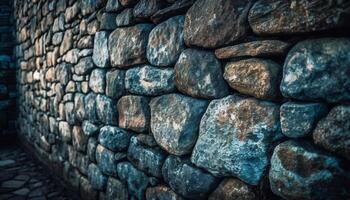antico pietra parete con strutturato effetto e Esposto alle intemperie mattone pila generato di ai foto