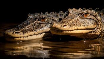 animale denti, rettile, Pericolo, aggressione coccodrillo vicino su, bagnato, natura generato di ai foto