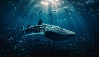 in profondità mare immersione rivela maestoso bellezza nel naturale subacqueo mondo generato di ai foto