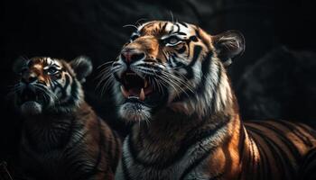 maestoso Bengala tigre, in via di estinzione specie, feroce e pericoloso nel natura generato di ai foto