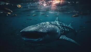 maestoso subacqueo avventura nuoto con in via di estinzione mare vita nel tropicale scogliera generato di ai foto