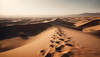 solitudine nel maestoso Africa tranquillo tramonti su a strisce sabbia dune generativo ai foto