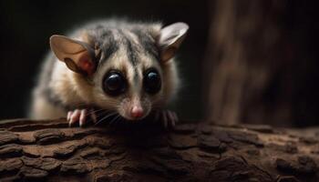 carino lemure fissando, mettere in guardia con curioso occhi, soffice a strisce pelliccia generato di ai foto