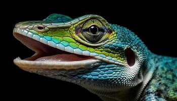 velato camaleonte fissando, carino e velenoso nel tropicale Africa generato di ai foto