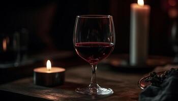 lusso a lume di candela celebrazione con rosso vino, whisky, e buongustaio cibo generato di ai foto