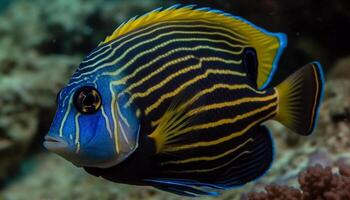 a strisce clown pesce nuoto nel naturale bellezza di rosso mare generato di ai foto