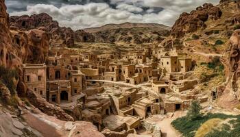 antico rovine su scogliera, un' panoramico bellezza nel natura generato di ai foto