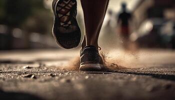 salutare stile di vita uomini atletico scarpe per all'aperto jogging e esercizio generato di ai foto