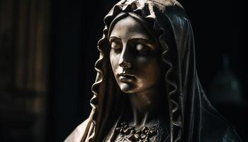 uno donna preghiere per Dio, simbolo di cristianesimo e spiritualità generato di ai foto