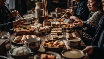 Due donne fabbricazione fatti in casa Impasto per dolce pranzo dolce godimento generato di ai foto